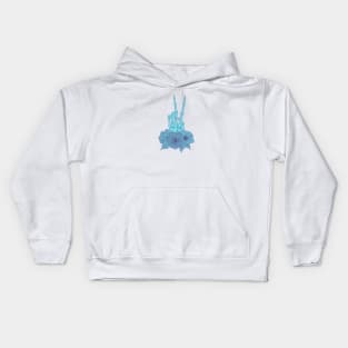 Blue hues skeleton peace Kids Hoodie